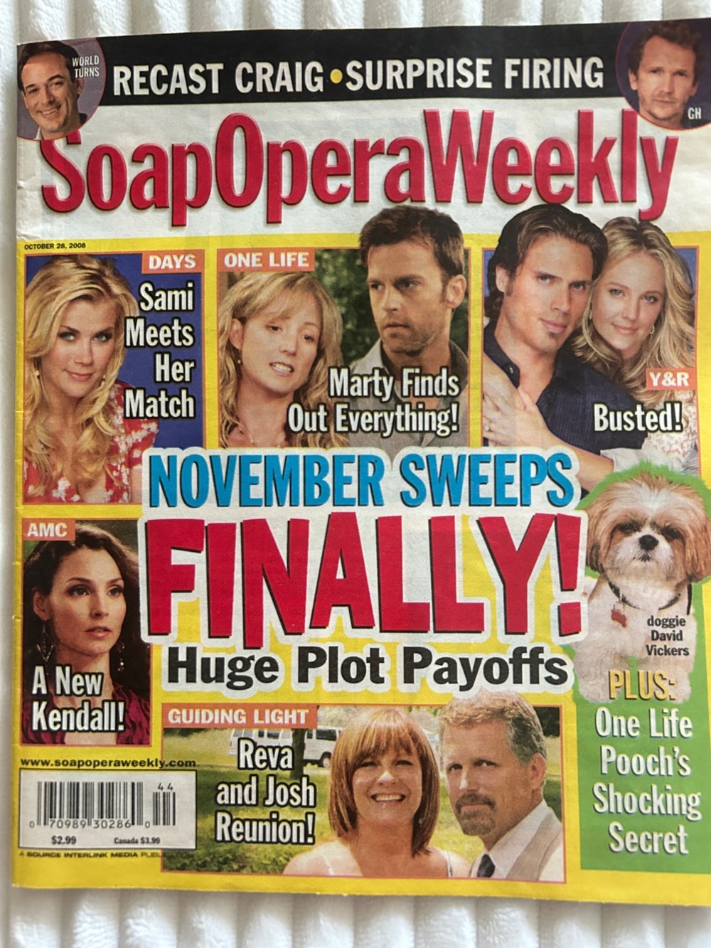 10/28/2008 Vintage Soap Opera Weekly Magazine